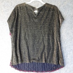 Vintage Disco Top Womens Large Multicolor Sequin Zig Zag Metallic Party Blouse