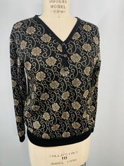 Vintage Top SIZE MEDIUM black gold lurex metallic knit sweater C.P. SPORT 80s