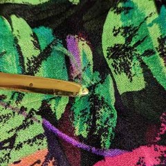 Vintage 80s 90s Bright Floral Beach Coverup Medium w/ Pockets ILGWU Union Made
