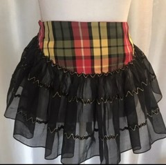 Sassy Vintage Madras w/Black Voile Skirt Apron & Long Ties 1960’s