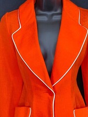 Vintage 1970s red orange jacket, white deadstock NOS Jantzen blazer S