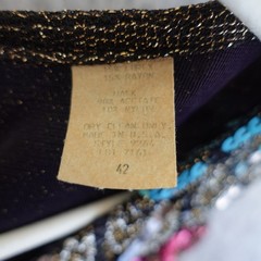 Vintage Disco Top Womens Large Multicolor Sequin Zig Zag Metallic Party Blouse