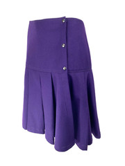 Vintage THIERRY MUGLER Purple 100% Wool Pleated Wrap Skirt, Made in Italy, 40/S