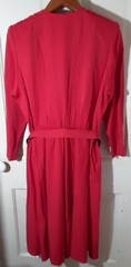 Vintage 1980s EJM Bright Red Long Sleeve Mid Length Dress Sz. 16p