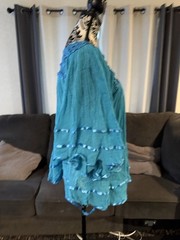 Vintage Mexican Turquoise Gauze Butterfly Arm Blouse Size medium