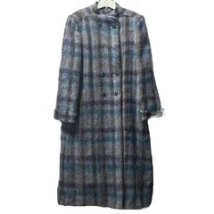 Vintage Women’s Mohair Long Coat In Blue/Brown/Gray By Taylor Shop, **Medium