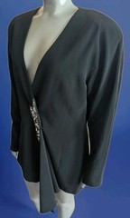 Vintage 80s D’ore Black Draped Jacket w/Rhinestone Accent Draped Fold 16