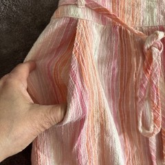 Ann Taylor True Vintage 70s Wrap Skirt Set Outfit Gauzy Pink Stripes Mod Necktie