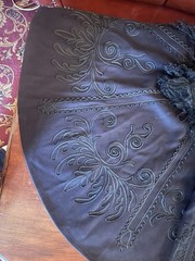 Antique Black Victorian Heavy Wool Cape Soutache Embroidery Feather Collar