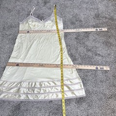 VINTAGE ADONNA Women Slip Union Made USA Nylon And Lace Shiny Vanilla 42 XL