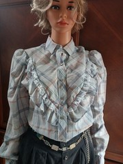 Vintage 80s Cameo Rose Blouse Med Slim Fit Women’s Lacy Western Button Up Shirt