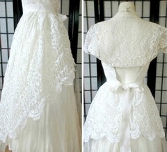 Vintage 1940s 1950s Wedding Dress Harry Keiser Bolero 29 Bust XXS XS Halter Gown