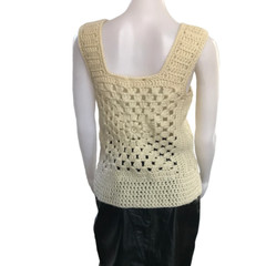 Vintage 70s Crochet Tank Top Boho Festival Knit Sweater