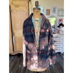 Moonshine Salvage Be Kind Puppy Dog Bleached Flannel Shirt M One of a Kind