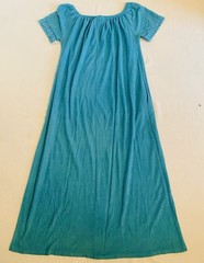 Vintage Gloria Moret Blue Terry Cloth Maxi Dress Size M Made In USA Retro 1970s