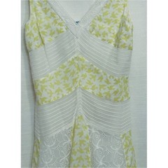 Anthropologie Boho Cottagecore Leifnotes Light Yellow & White V‑Neck Midi Dress