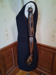 Vintage 1950s/1960s Mid-century Little Black Fringed Wiggle Cocktail Dress