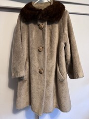 Vintage 60s Brazotta Sportowne faux fur coat with real mink collar single owner