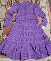 Vintage 70’s Miss Joann California Knit Crochet Dress Violet 10 NEW WITH TAGS