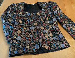 Vintage Patra JACKET WOMENS 10 Floral Metallic Lame Cocktail Evening