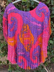 Pleated Caftan Top Colorful Psychedelic Hippie Mod Tiki Aloha 60s 70s Vintage