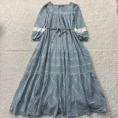 WACOAL JAPAN Vintage Night Dress Nightgown Maxi Length Lace blue nightie