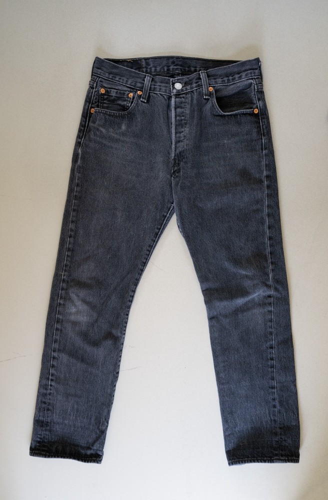 Levi’s 501 Original Jeans 30x.26 Washed Black Charcoal Straight Leg Button Fly
