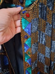 Stunning Vintage 100% Pure Silk Heavily Beaded Statement Jacket