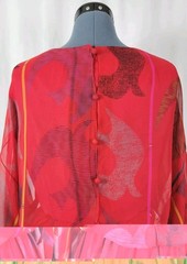 Vintage Miss Elliette Red Blouson Dress w Sheer Overlay & Tie Belt Size 12