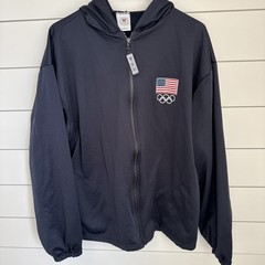 US Olympic Committee Vintage Navy Blue Athletic Hoodie Jacket size XL