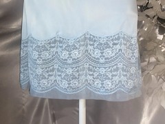 VTG SILKY Nylon VAN RAALTE BLUE DRESS SLIP 9″ LACE COQUETTE BOMBSHELL GLAM 36