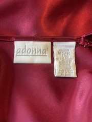 Vintage Adonna Red Liquid Satin And Lace Long Night Gown Size Medium