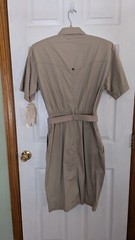 Vintage Liz Clairborne Dress Tan 100% Cotton Belt Pockets Collar Sz 8 New Tags