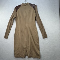 VTG Y2K Cache Faux Leather Bodycon Dress Front Zip Old Money Equestrian Sz 8