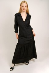 70s Button Up Dress (M) medium black vintage whimsygoth witchy peasant prairie