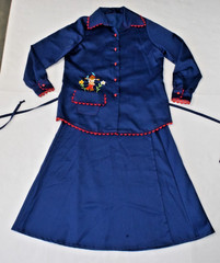 Vintage Shirt Wrap Skirt Set M/L 60s Mod Country Scarecrow Flower Pots OOAK