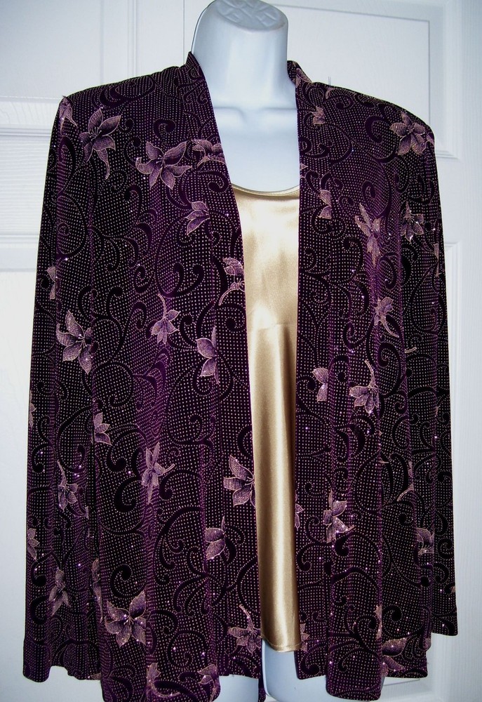 Women’s Medium Cocktail Jacket & Camisole Burgundy & Gold Stunning 2 Pcs Set New