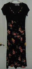 Vintage NWOT Joni Blair Black multicolor floral button flair dress Size 7/8