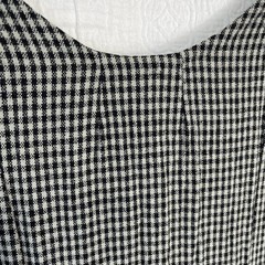 Vintage Wool Gingham Plaid Jumper Dress Pinafore Black Grey Homemade Pullover M