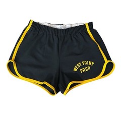VTG 1980s Champion West Point Prep 100% Nylon Black Yellow Track Shorts Tag S