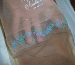 VINTAGE 40s FLOWERS OF FRANCE NYLON STOCKINGS GARTER TOP 10-1/2 CUBAN HEEL 1 Pr.