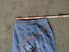 Vintage 1970s Lee Embroidered Rainbow High Rise Flare Jeans Sz 25