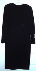 Vtg-80-90s Outlander Black Silver Leaves Beaded Sequins Sequined Sweater Dress-M