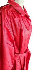 Vintage 80s Paris Sport Club Red Belted Long Nylon Trench Coat Women’s 7/8 M