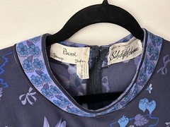 AVERARDO BESSI maxi dress vintage 1970s Blue Tones silk Floral print gown 12