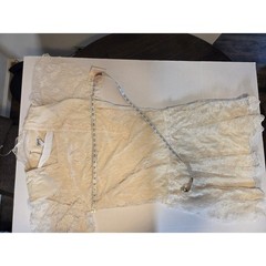 Vintage Gilberti Cream Floral Lace Drop Waist Dress Short Sleeve USA Made B4