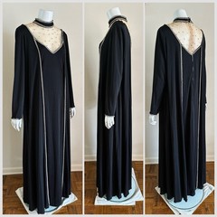 1970s Custom Opera Stage Recital Gown Costume Shoulder Cape Rhinestone Dress VTG