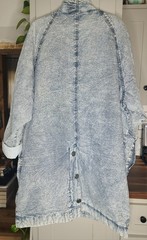 Vntg 80s Acid Wash TrenchCoat Denim Jacket Oversized Lrg By IZZI