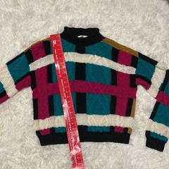 Vintage Ivy Wear Hand Knit 80’s Color Block Sweater, Size: Small, GUC!