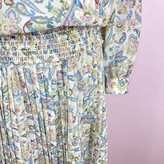 Vintage Shrader Sport Skirt Set Womens 6P Paisley Floral Knife Pleat MidiElastic